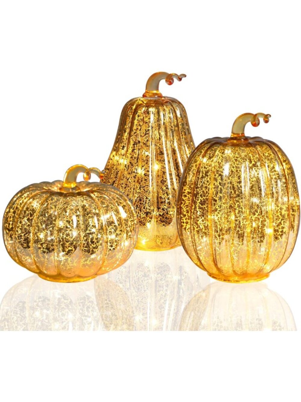 Mercury Glass Pumpkin Light | Fall Harvest & Halloween Decor Accent Piece